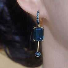 Blue Square Crystal Earrings 